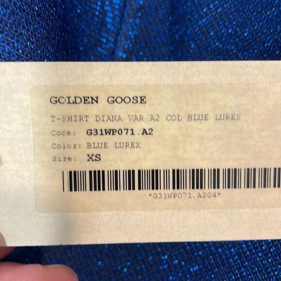 GOLDEN GOOSE Neon Blue Diana Lurex Neoprene Top Size XS Mock Neck Sweatshirt - Picture 6 of 11